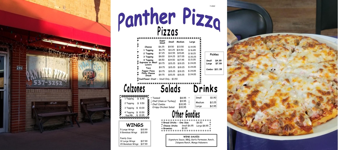 Panther Pizza Menu